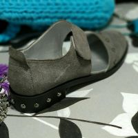 серые летние кожаные туфли с липучкой Харьков