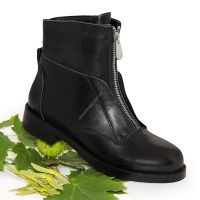 Черные кожаные ботинки с молнией на подъеме в Киеве