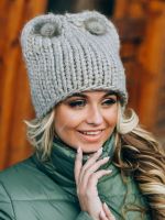 зимняя вязаная шапка с ушками Лондон