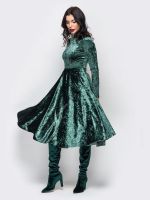 велюровое платье с пышной юбкой Рига
