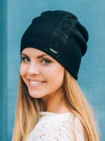 черная двухслойная женская шапка Тернополь