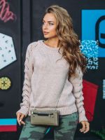 Стильный свитер прямого кроя с перфорацией на рукавах Винница