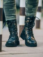 женские кожаные берцы комуфляжной расцветки Тирана